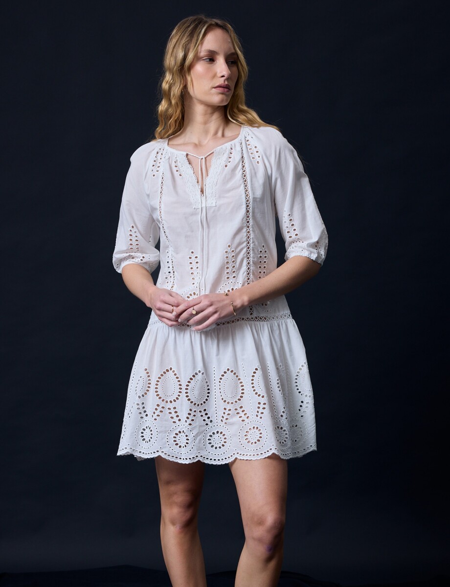 Vestido Broderie - Blanco 