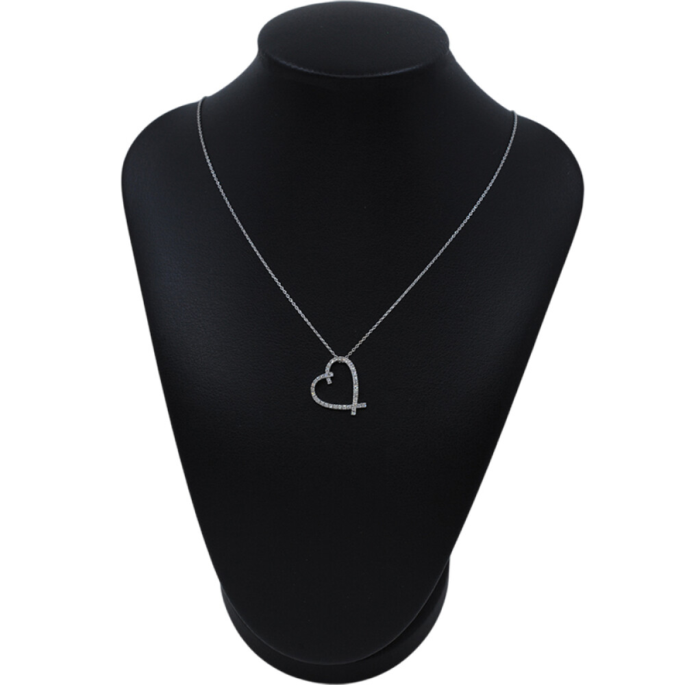 Cadena y dije corazón oro 18k blanco y brillantes Cadena y dije corazón oro 18k blanco y brillantes
