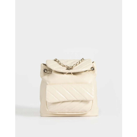 Mochila Puffy Con Solapa Blanco Crudo