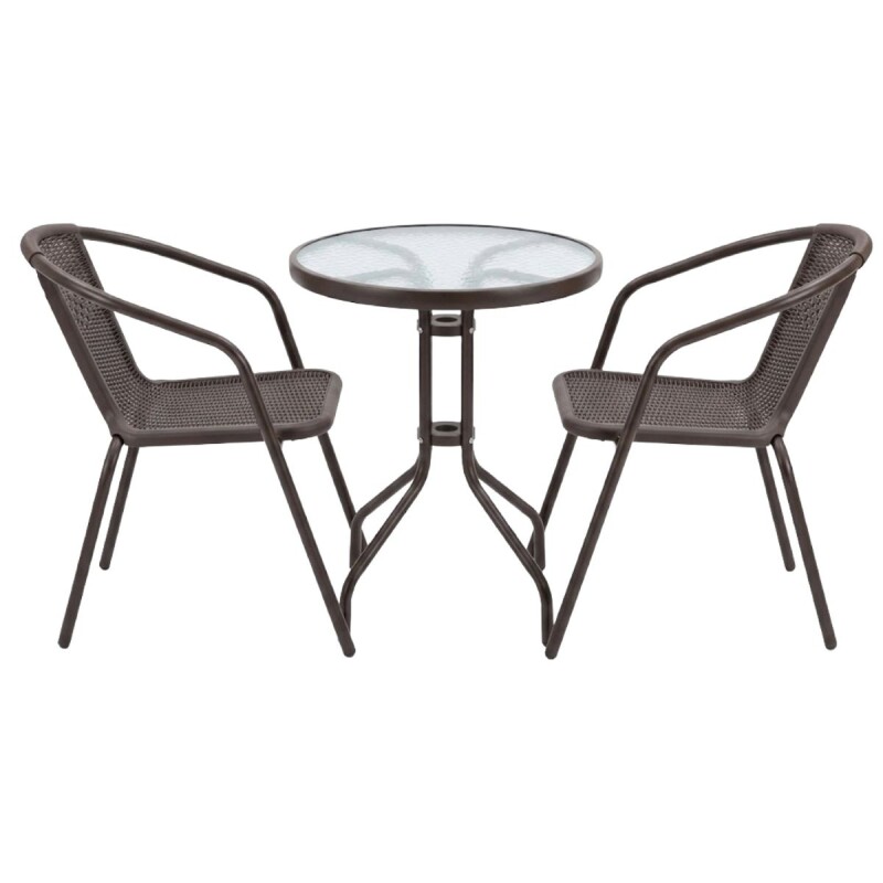 JGO DE MESA RED VIDRIO P/JARDIN MARRON 3PZAS Unica