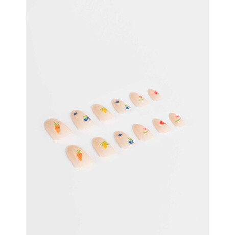 Uñas Postizas Con Diseño De Frutas Almendradas Combinacion Multicolor