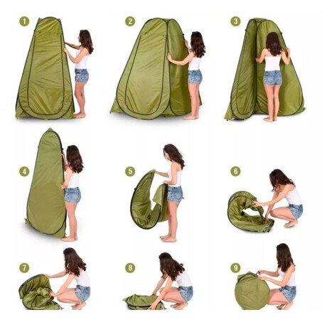 Carpa Autoarmable de Baño Plegable Portable p/ Camping Playa Verde