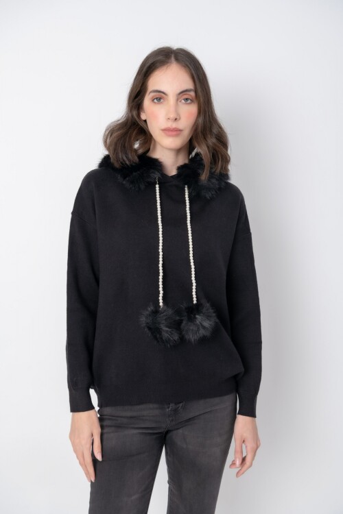 Sweater con capucha Negro