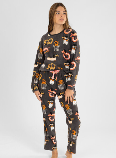 Pijama polar doggy Gris oscuro