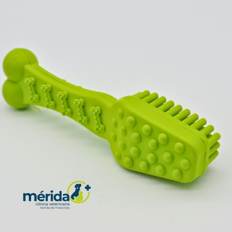 JUGUETE DE GOMA MACIZA TIPO CEPILLO VERDE