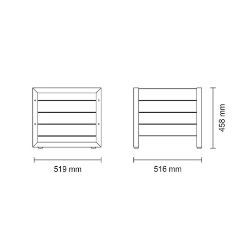 Maceta baja en madera con estructura de acero TB7203