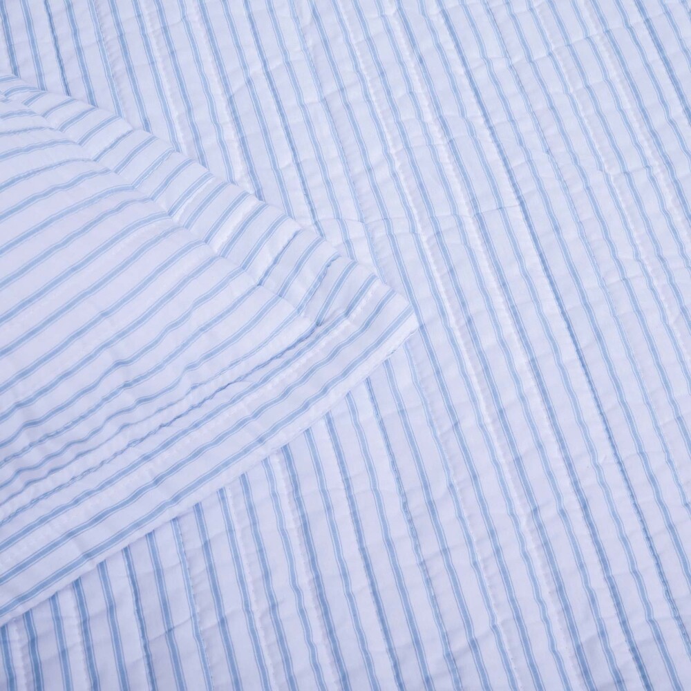 SET CUBRECAMA 1 PLAZA ALGODON-Y-POLIESTER AZUL COTTON STRIPES AZUL BLANCO