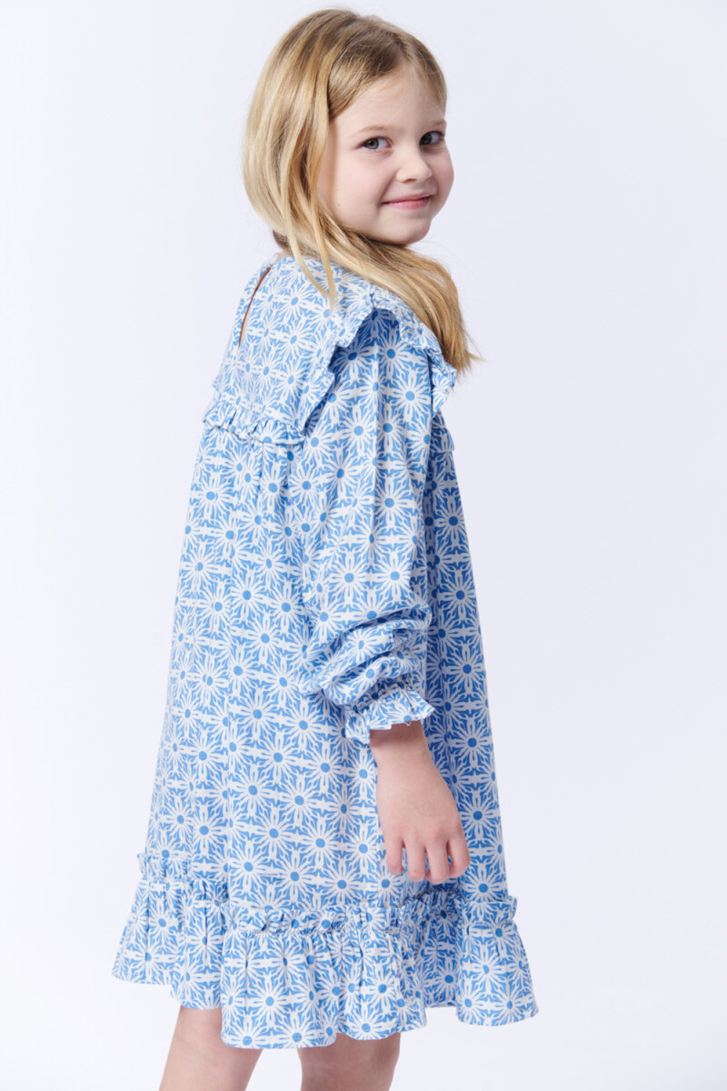 Vestido volados estampado Celeste