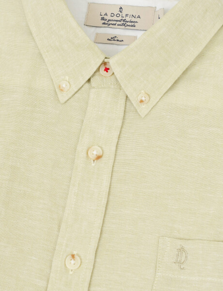 Camisa lino m/c lisa verde