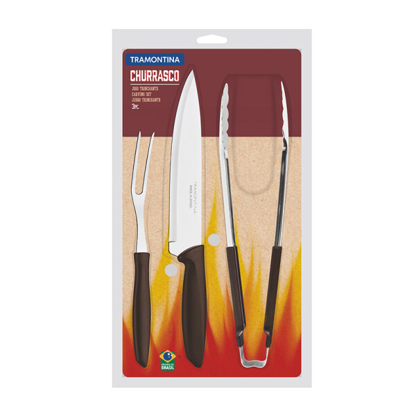 Juego para asado 3 piezas, línea PLENUS-CHURRASCO -TRAMONTINA TN9740