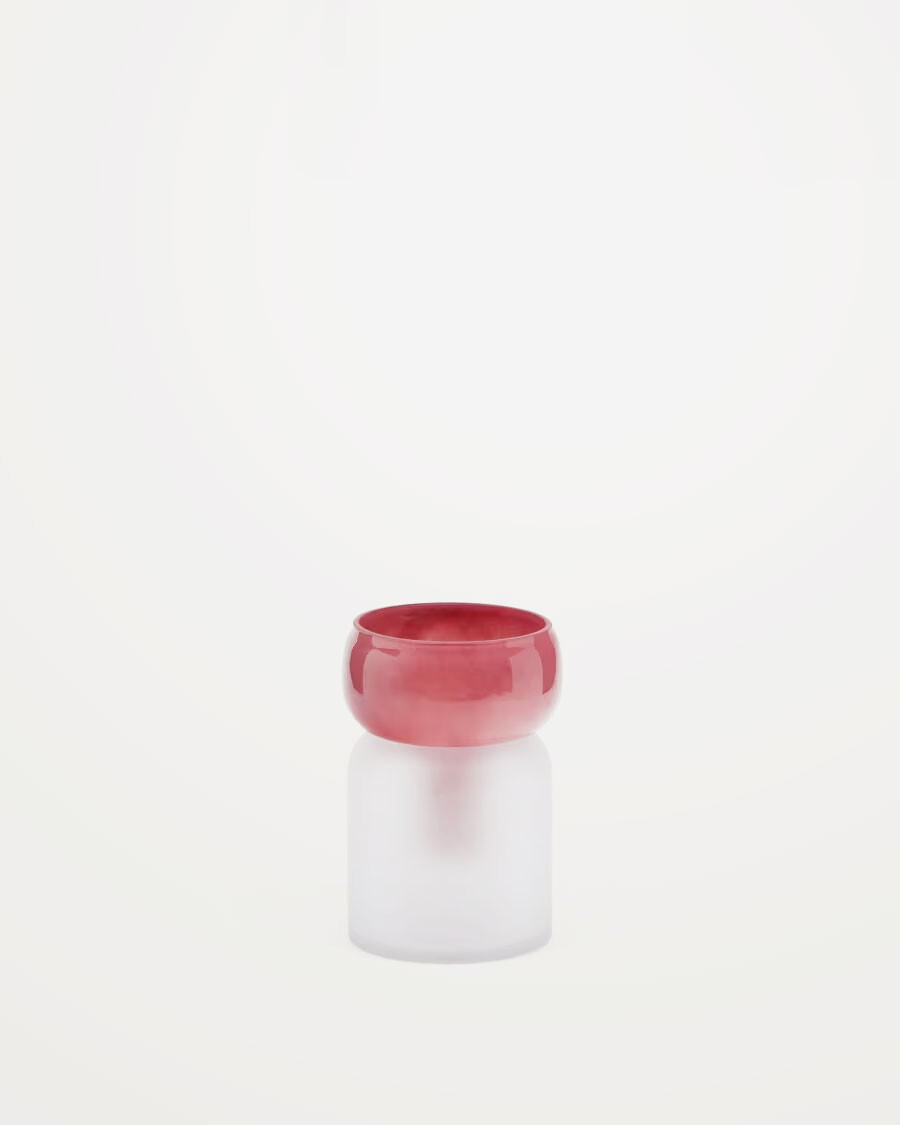 Jarrón Kelse de vidrio transparente y rosa 19 cm Jarrón Kelse de vidrio transparente y rosa 19 cm