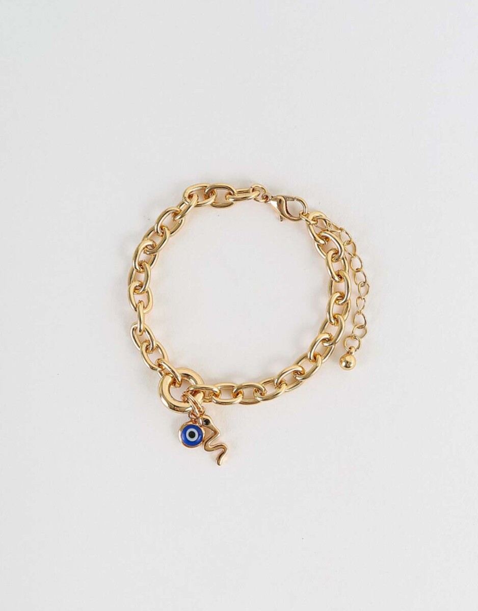 Pulsera Con Dijes Bañada En Oro - Dorado 