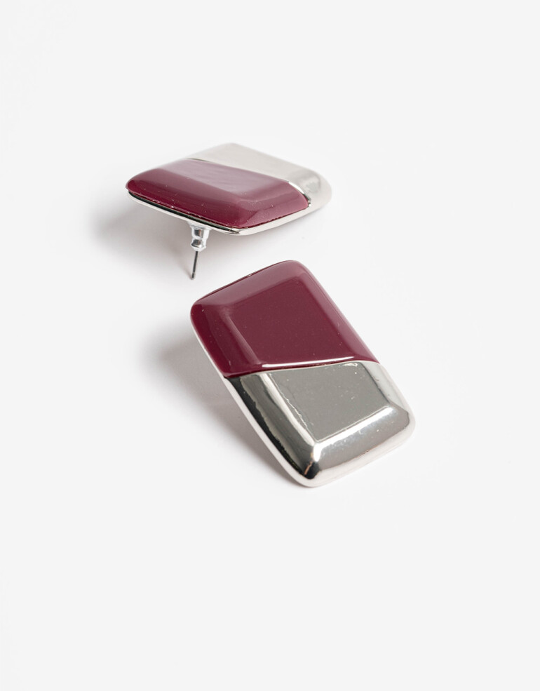 Aros Pasantes Color Aros Pasantes Resina Y Metal - Rojo Burdeaux