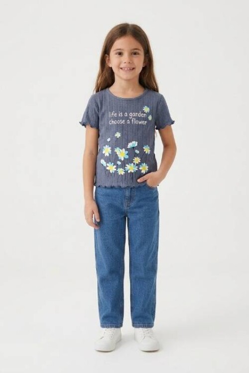 Remera estampada Garden Flower AZUL MARINO