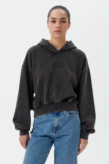 Canguro Logo Gap Cropped Mujer Black Logo