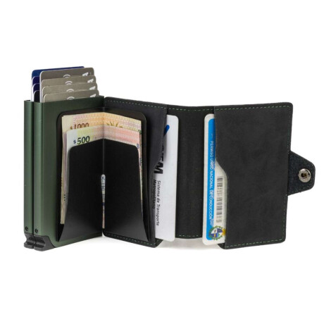 Billetera Baleine Double Kansas Zipper Full Verde