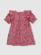 Vestido Estampado De Flores Con Volantes Rosa