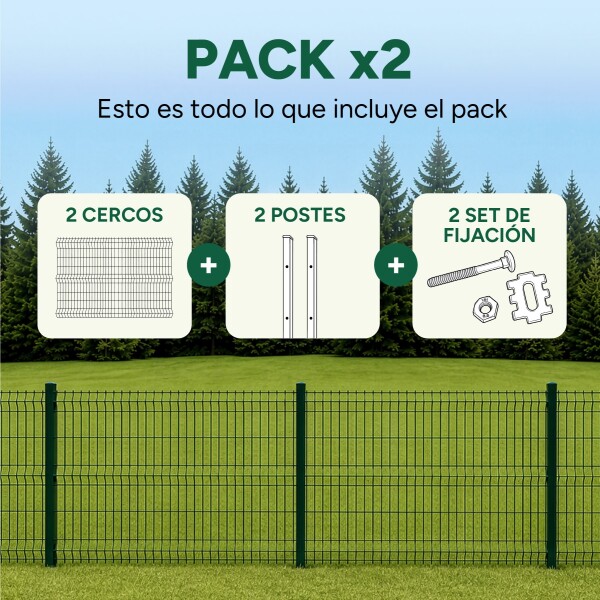 Cerco Reja Perimetral 5 x 1,83 m con Postes y Grampas Verde
