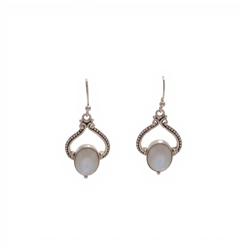 Caravanas Oval-Plata 925-Piedra luna-CA3354 conpiedra