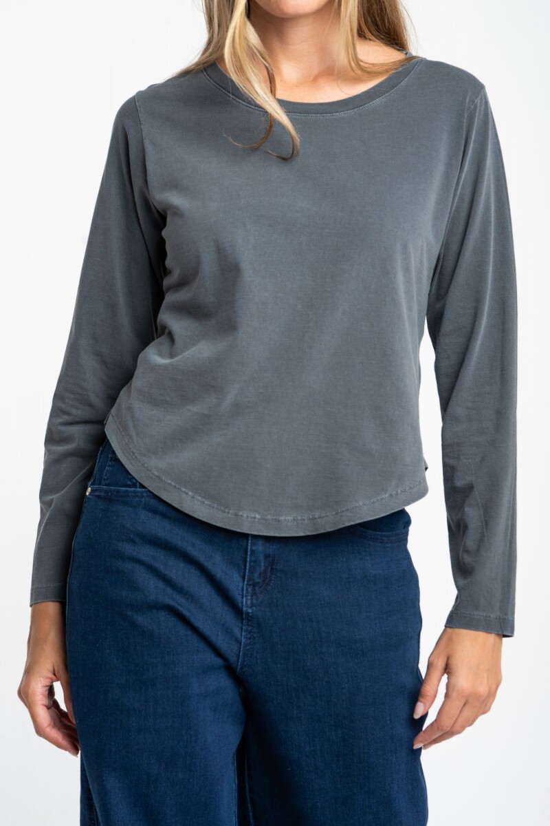 Remera Algodon Lavado Gris