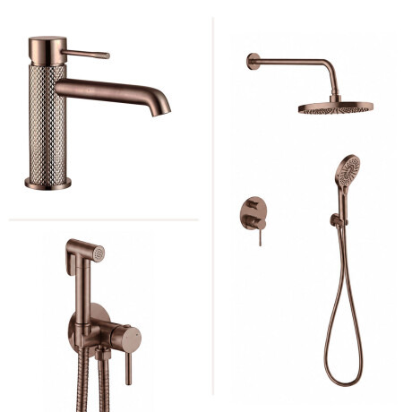 GRIFERIA JUEGO DE GRIFERIA MONOCOMANDO BRONCE BRILLO BRONCE-ROSE GOLD
