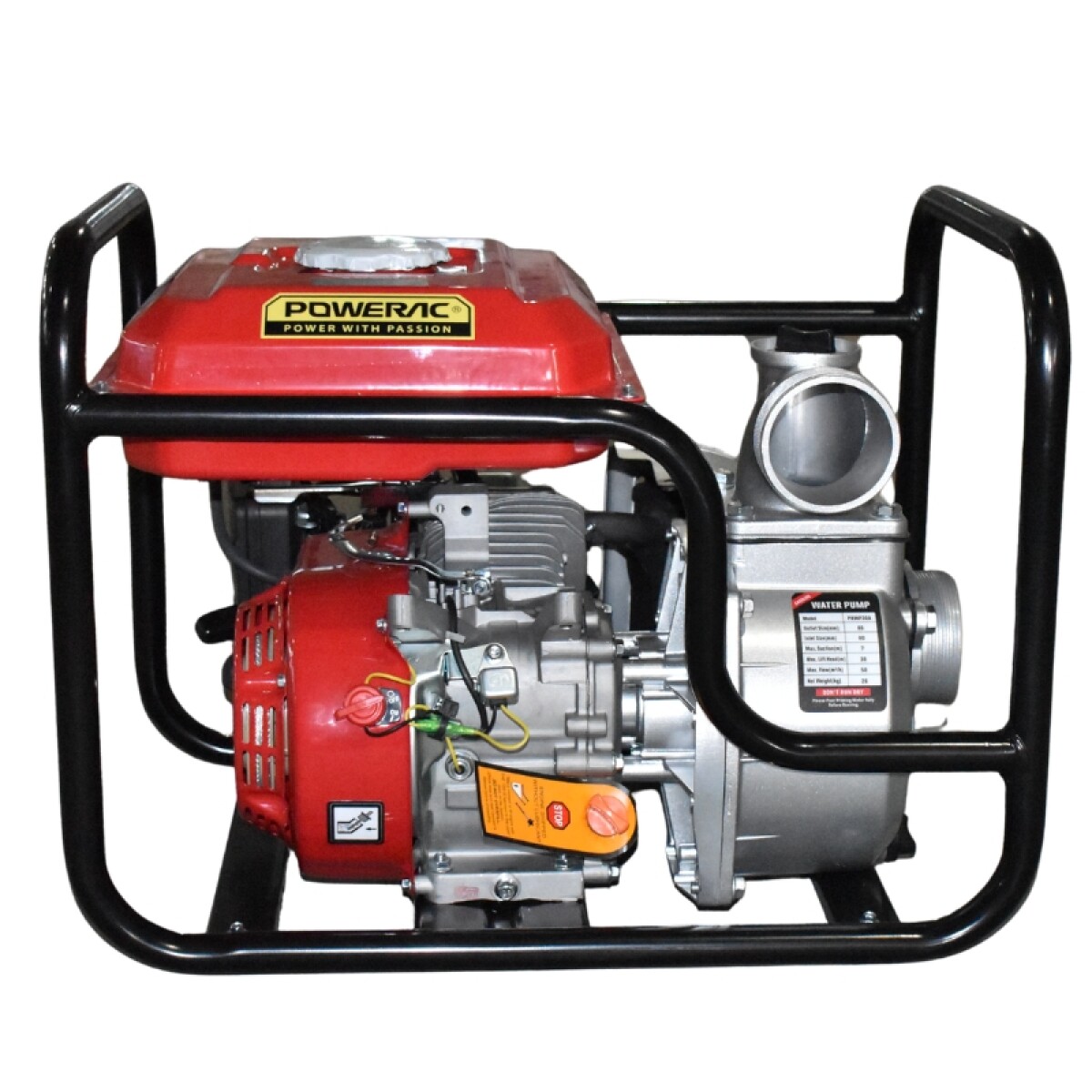 POWERAC MOTOBOMBA A GASOLINA 7HP 208CC 80MM 6 HORAS DE TRABA 