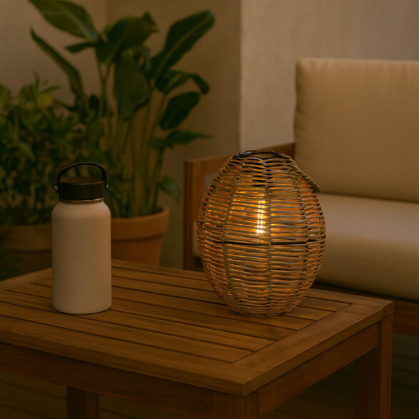 Luminaria deco solar LED0,4W mimbre cálida Z-SOLAR EG3844