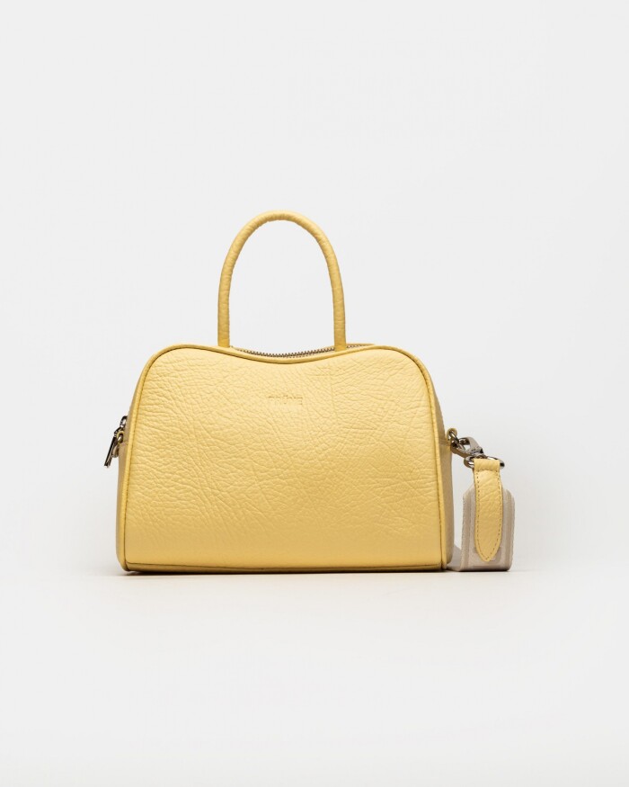 Cartera de mano The Club en cuero graneado Vainilla Niquel