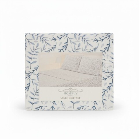 JGO SABANA ESTAMP AZUL QUEEN 160X200+30CM 4PZAS Unica