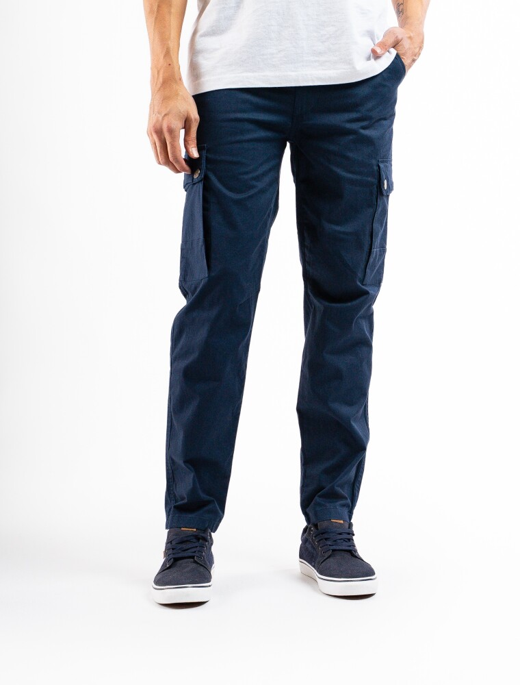 Pantalón Cargo Slim de Gabardina Marino