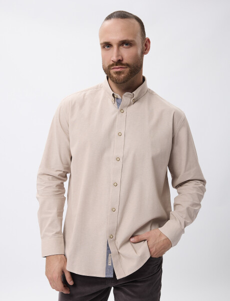Camisa m/l tramada beige