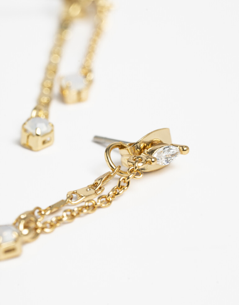 Aros Colgantes Largos Cubic zirconia Aros Largos Con Cubic Zirconia - Dorado