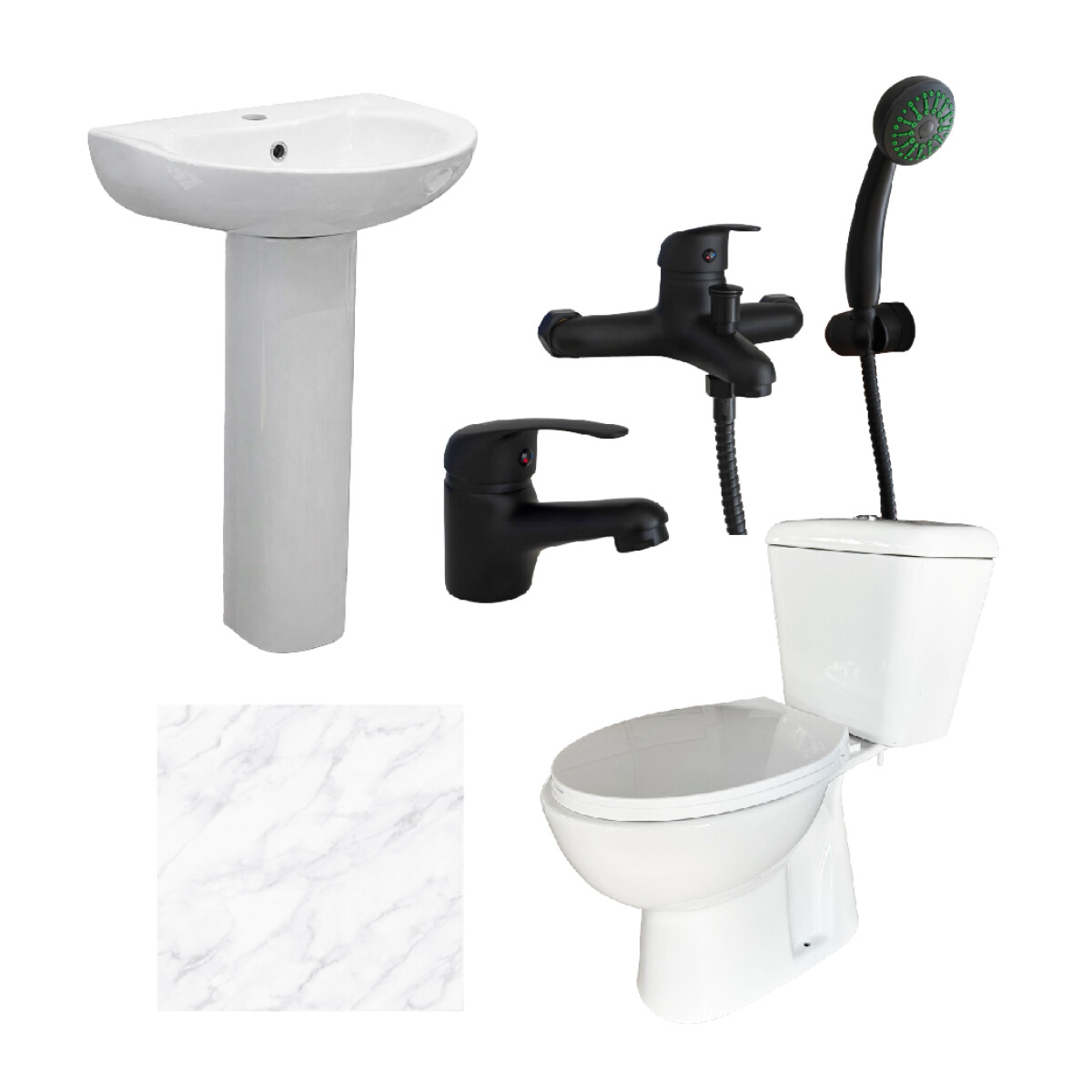 Combo Baño Completo Cerácami + Loza + Griferia Negra 