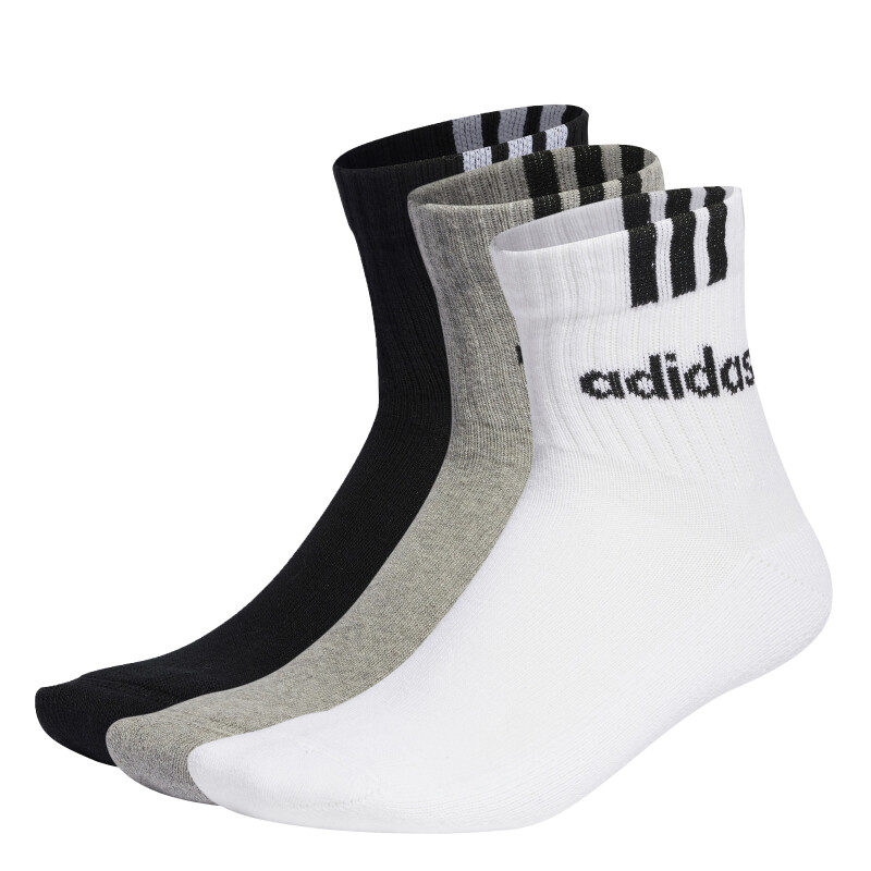 Medias Unisex Adidas x3 Medium Gris - Blanco - Negro