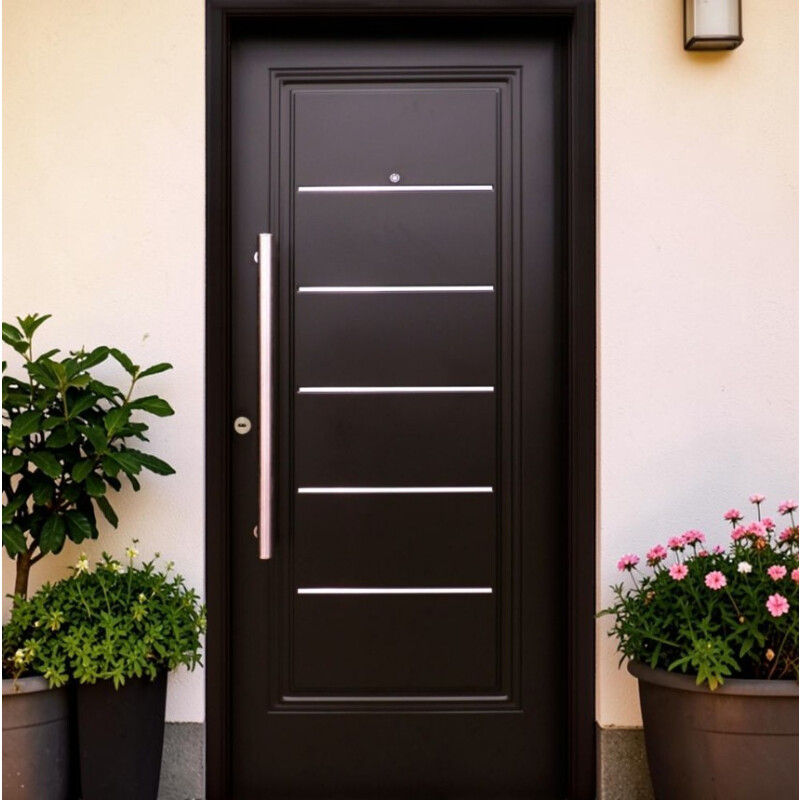 Puerta Nexo negra galva 1 (iny. machimbrado horiz.) Derecha