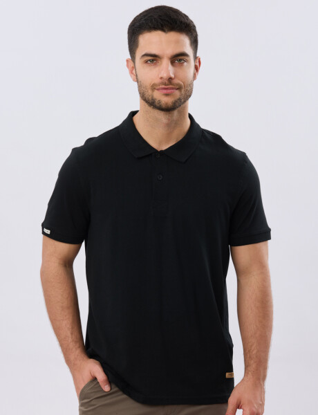 REMERA POLO LISA JERSEY Negro