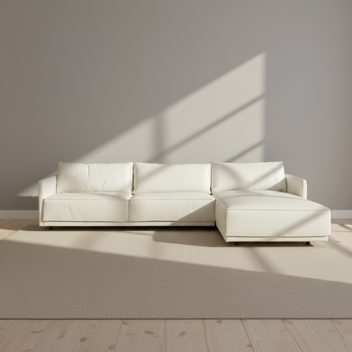 SILLÓN C/CHAISE - CUERO-100-NATURAL BLANCO ROMEO TP2 GRANO 