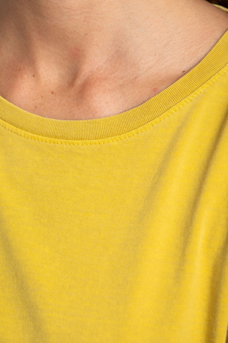 Remera Manga Larga Algodon Lavado Mostaza