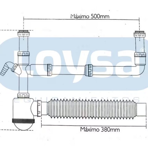 Sifón botella doble con tuerca gris Inplast Sifón Botella Doble Con Tuerca Gris Inplast
