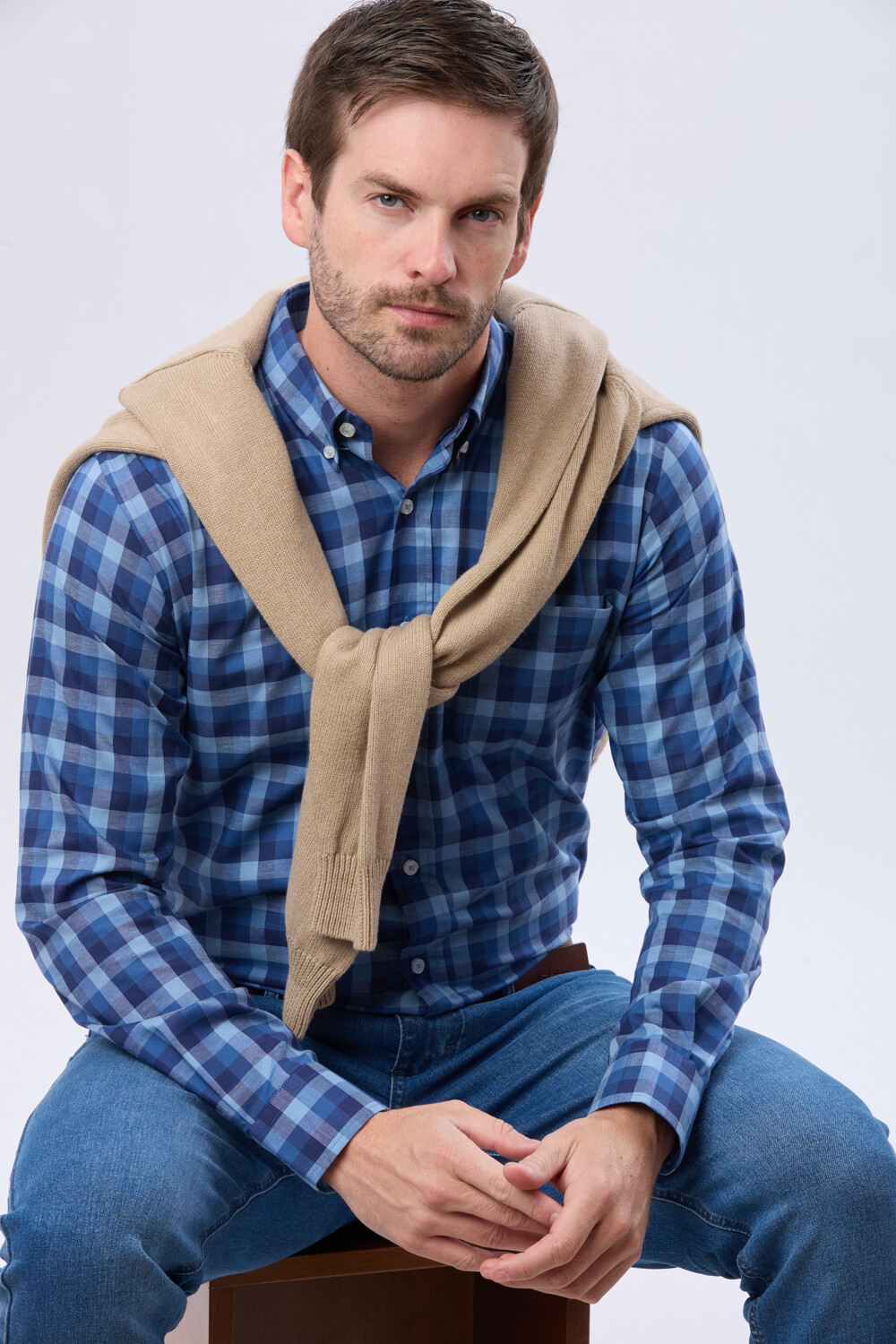 CAMISA SPORT A CUADROS Azul