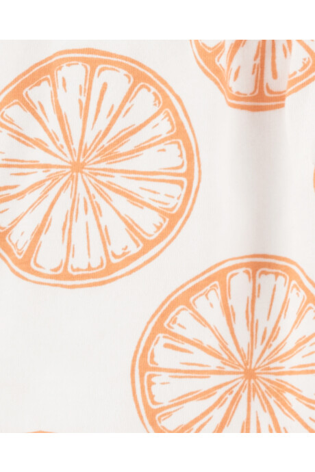 Set tres piezas de algodón, short y dos musculosas, diseño naranjas Sin color