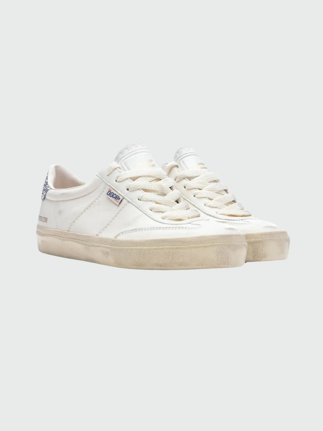 Golden Goose-Championes de cuero acordonados, Soul star Blanco