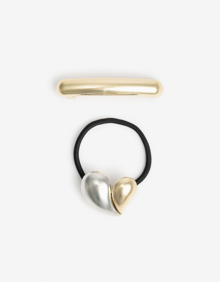 Accesorios Pelo Set Varios Set De Hebilla Y Gomita Elástica Cuff - Combinacion Bicolor