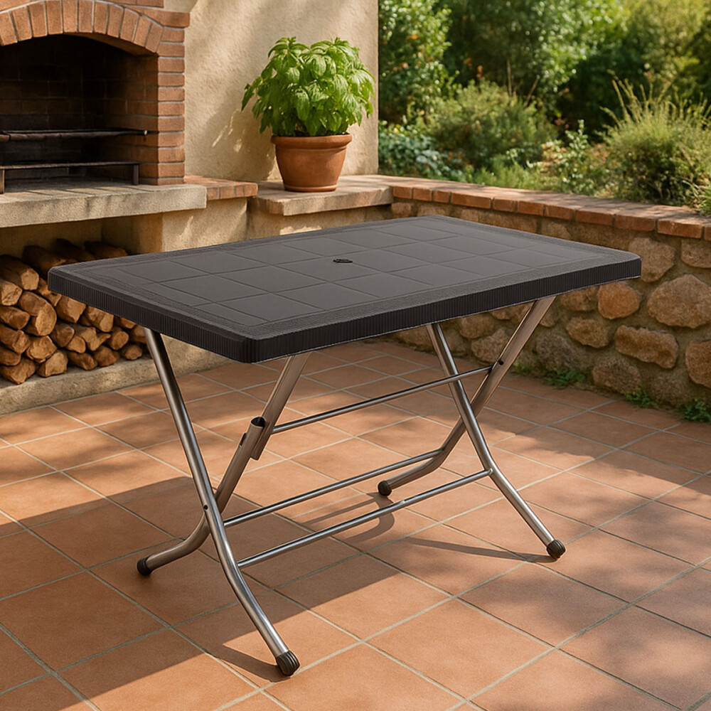 Mesa plegable de exterior Negro