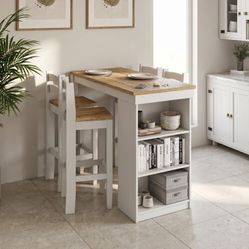 Desayunador 4 Bancos Cocina Comedor Madera Blanco Desayunador 4 Bancos Cocina Comedor Madera Blanco
