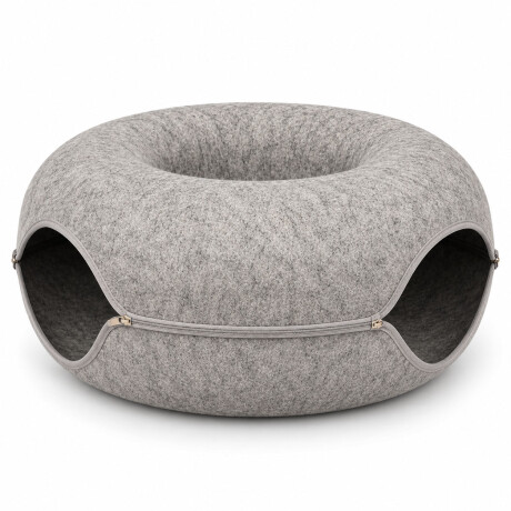 Cama Túnel Integrado Gatos Fieltro Dona Rascador Resistente Gris Claro