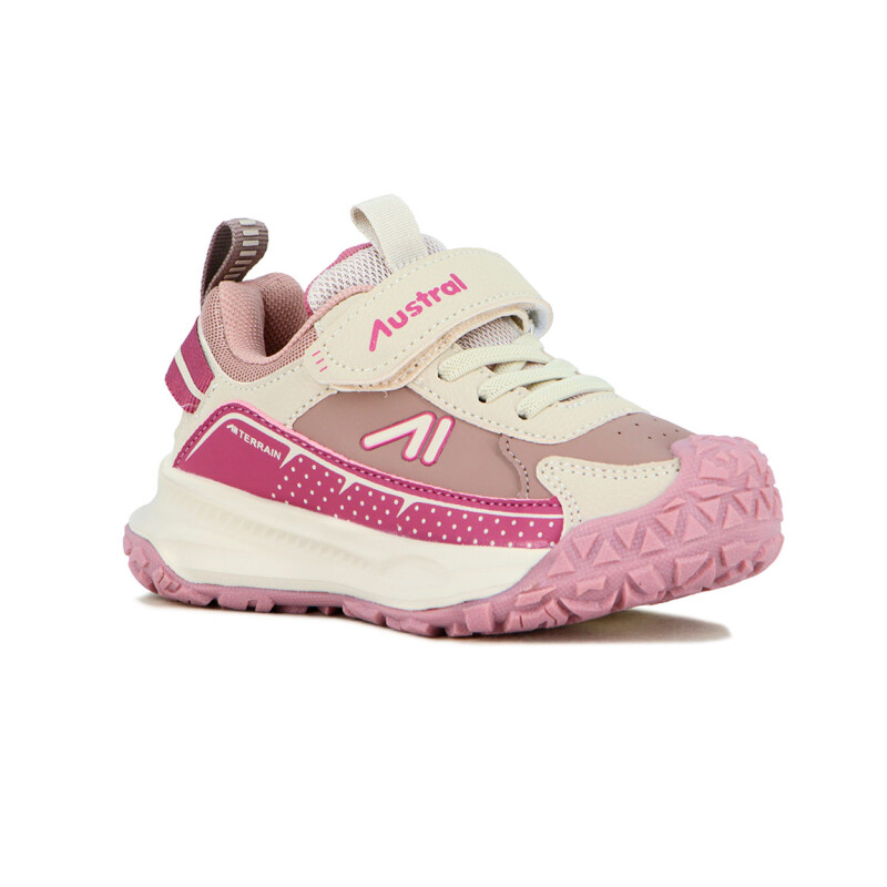 Austral Calzado Deportivo Niño C/velcro Y Elastico / Rosado-beige Rosado-beige