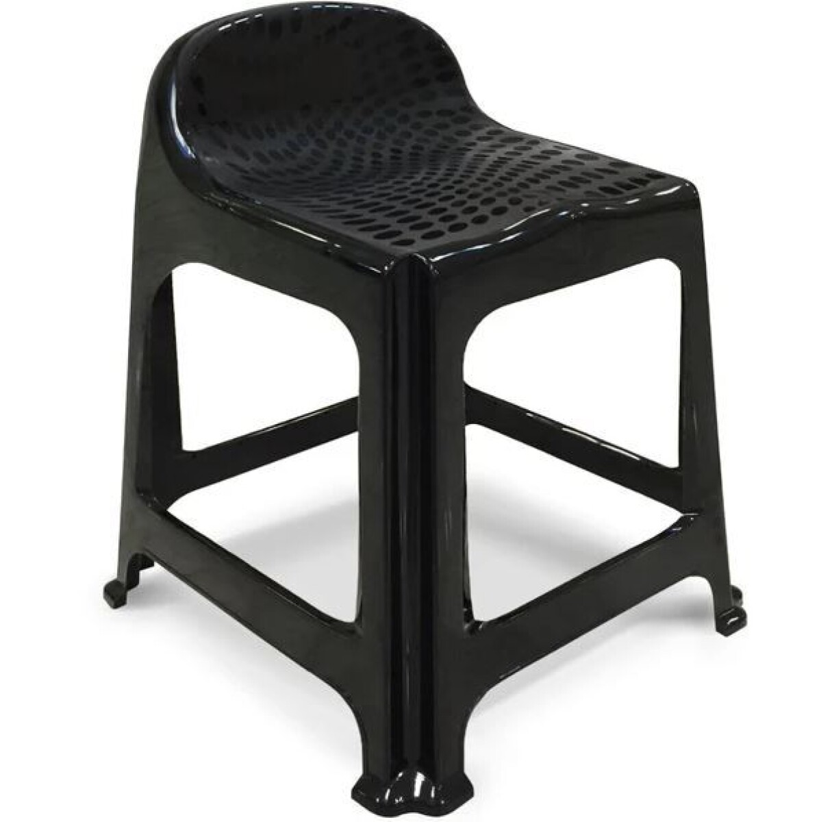 Taburete De Plástico Con Respaldo Negro 