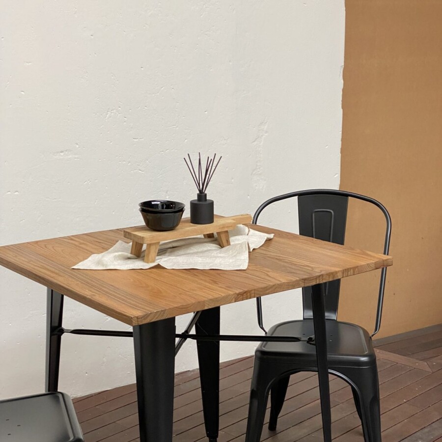 Mesa Tolix 80x80 cm Negro