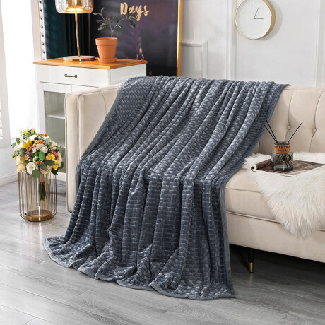 Set Invierno Manta Polar 1 Plaza + Calienta Cama CuorI Azul Oscuro